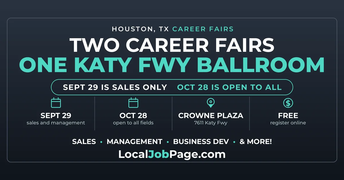 Two Houston Career Fairs on the Katy Freeway: September 29 and October 28