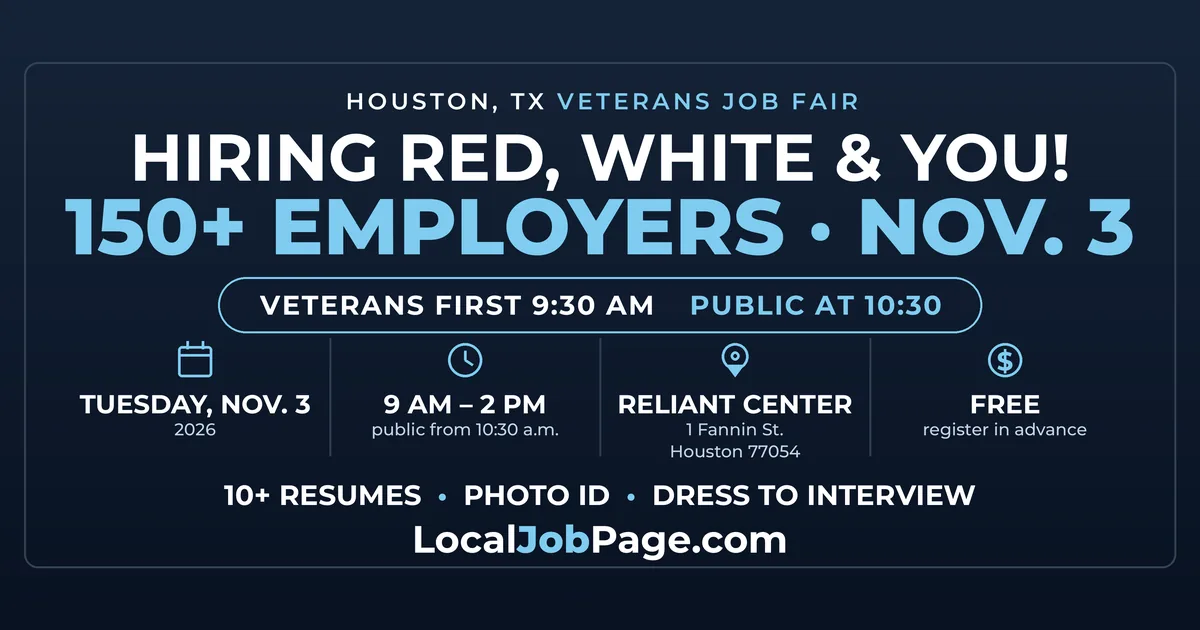 Hiring Red, White & You! Houston Veterans Job Fair Nov. 3 at Reliant Center